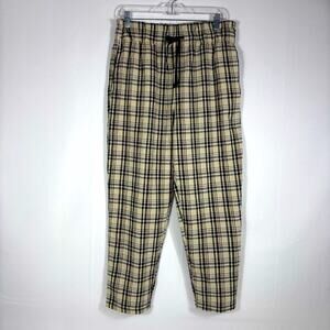 NWT Zara Black and Cream Plaid Pants Size Large UU0914